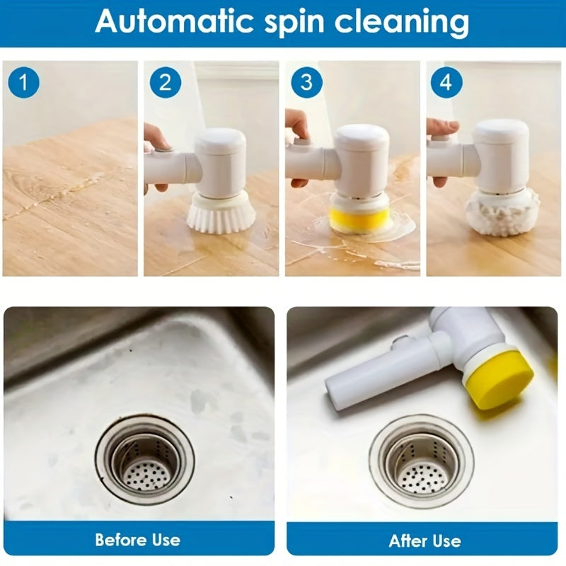 Electric Spin Cleaning Brush,USB Rechargeable Handheld Kitch Cleaner Coldless Rotary Brush, Power Brush Bathroom Rechargeable Brush, Automatic Rotary Power Cleaning Brush For Cleaning
